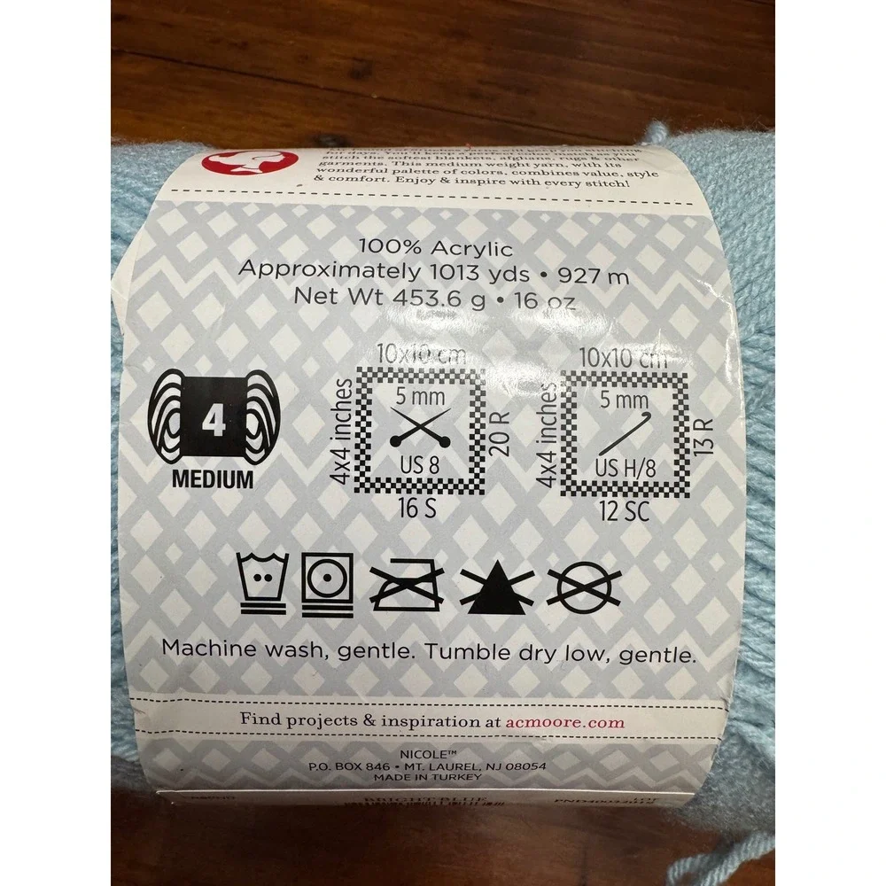 Stitch Studio by Nicole Pound of Stitches Bright Blue Acrylic YarnWeight 1013 Yd